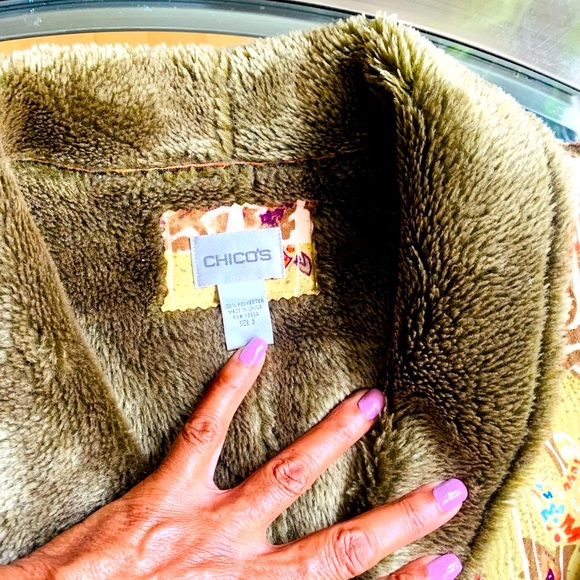 ✨ CHICO’S ✨ Multi-Pattern & Color BOHO Faux Fur Coat - Picture 9 of 16